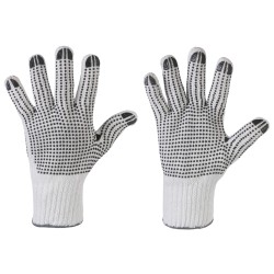 240 Paar TANTUNG STRONGHAND® Handschuhe aus Baumwolle und Polyester mit Vinyl-Noppen in Weiss/Schwarz, Kat 2