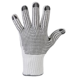 240 Paar TANTUNG STRONGHAND® Handschuhe aus Baumwolle und Polyester mit Vinyl-Noppen in Weiss/Schwarz, Kat 2
