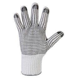 240 Paar TANTUNG STRONGHAND® Handschuhe aus Baumwolle und Polyester mit Vinyl-Noppen in Weiss/Schwarz, Kat 2