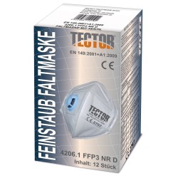 12 Stück TECTOR® FFP3 NR D Faltmasken mit Ausatemventil, zertifiziert nach EN 149:2001 + A1:2009