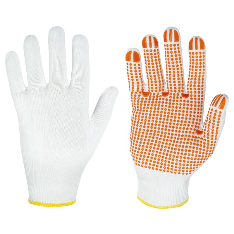 240 Paar FUZHOU STRONGHAND® Handschuhe aus Polyamid, weiss/rot, Kategorie 2