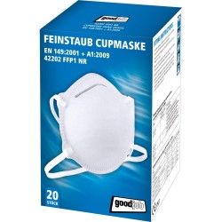 20 Stück GOODJOB FFP1 NR Feinstaubmaske ohne Ausatemventil, EN 149:2001 + A1:2009, Schutzmasken in Standardgrösse
