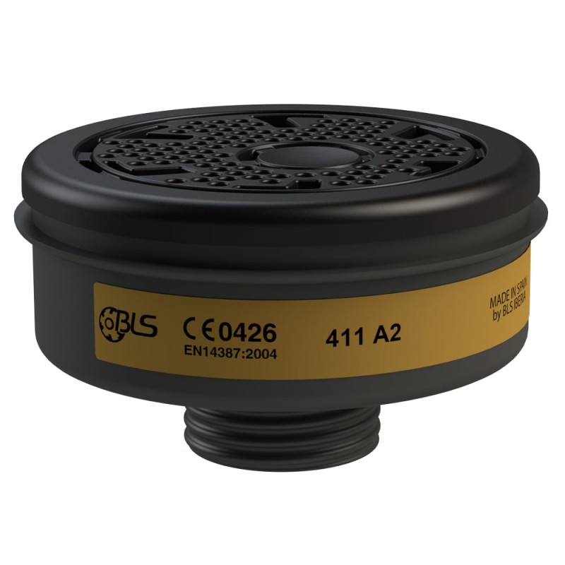 4 Stück BLS® A2 Gasfilter EN 14387 mit Gewindeanschluss nach EN 148-1, für effektiven Atemschutz