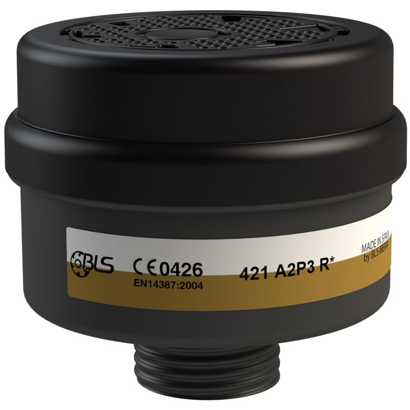 4 Stück BLS® A2P3 R Gas- und Partikelfilter, EN 14387, mit Gewindeanschluss nach EN 148-1