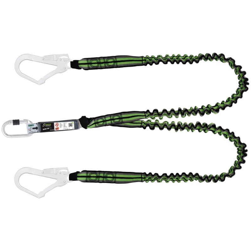 2 Stück Kratos Bandfalldämpfer Plus mit 2 Gerüsthaken, Y-Form, Polyester Gurtband, EN 355, hohe Sicherheit