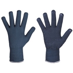 240 Paar ZIBO STRONGHAND® Handschuhe aus Polyester und Baumwolle mit Vinyl-Noppen, blau, Kategorie 2