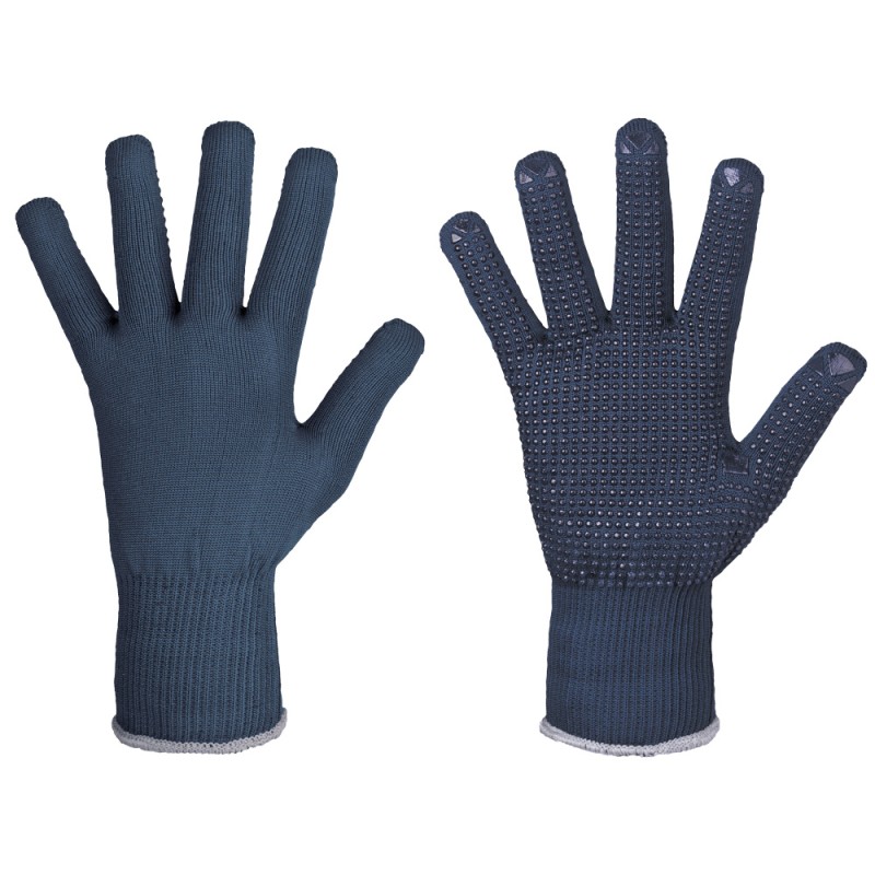 240 Paar ZIBO STRONGHAND® Handschuhe aus Polyester und Baumwolle mit Vinyl-Noppen, blau, Kategorie 2