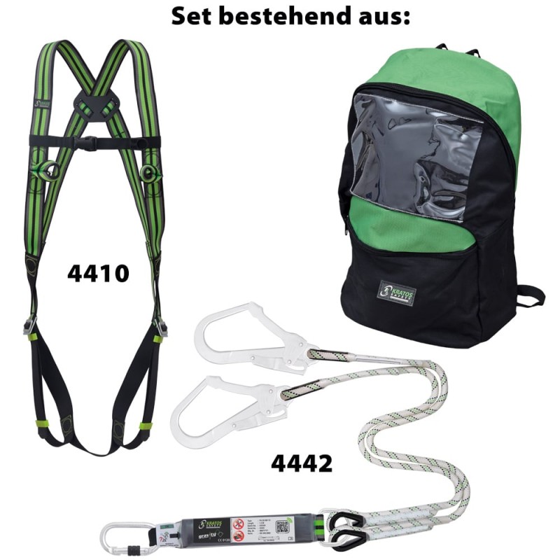 1 Set Kratos Rucksack mit Auffanggurt und Bandfall-Dämpfer aus strapazierfähigem Material in Schwarz