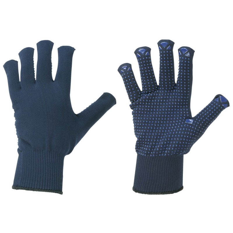 240 Paar HENAN STRONGHAND® Handschuhe aus Polyamid und Baumwolle mit Vinyl-Noppen, blau, Kategorie 2
