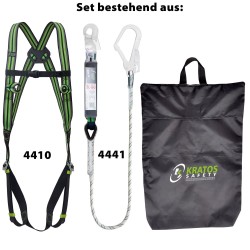 1 Set Kratos Gerüst-Set Basic mit Auffanggurt und Bandfalldämpfer, handlicher Beutel, ideal für sicheres Arbeiten