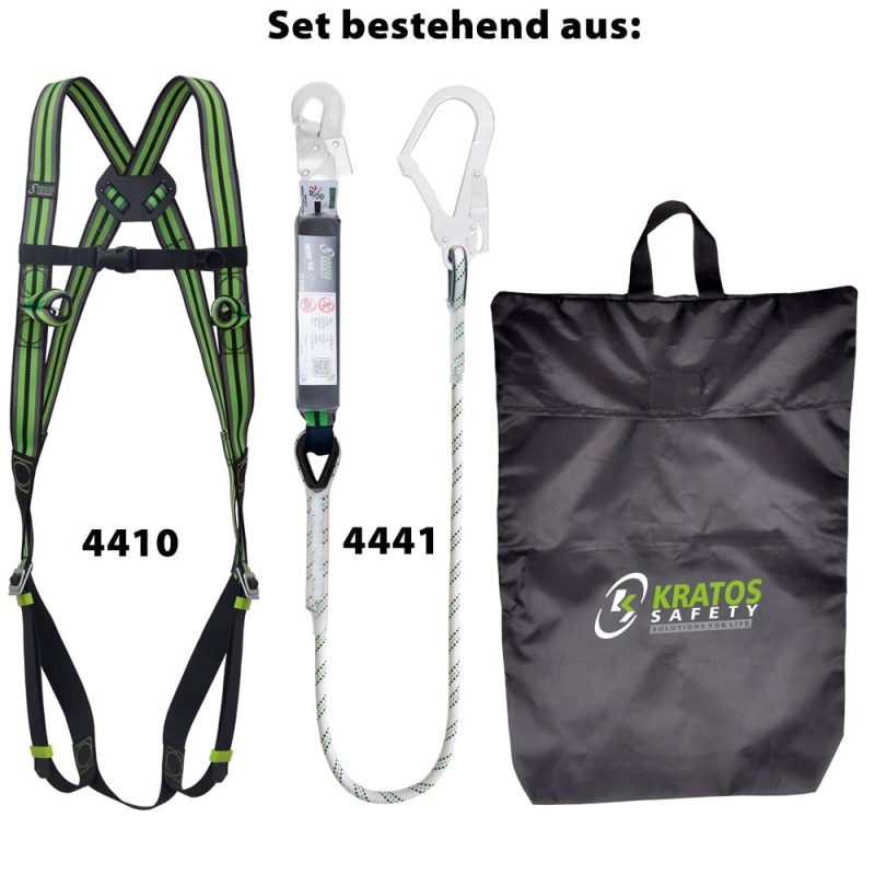1 Set Kratos Gerüst-Set Basic mit Auffanggurt und Bandfalldämpfer, handlicher Beutel, ideal für sicheres Arbeiten