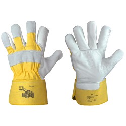 120 Paar Stronghand Radlader Handschuhe aus Rind-Vollleder und Spaltleder, natur/gelb, CAT 2