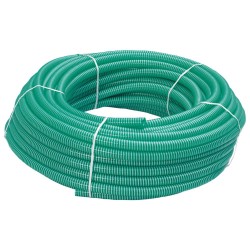 50 Meter PVC-Spiralschlauch in grün-transparent mit weisser Spirale für Saug- und Druckanwendungen