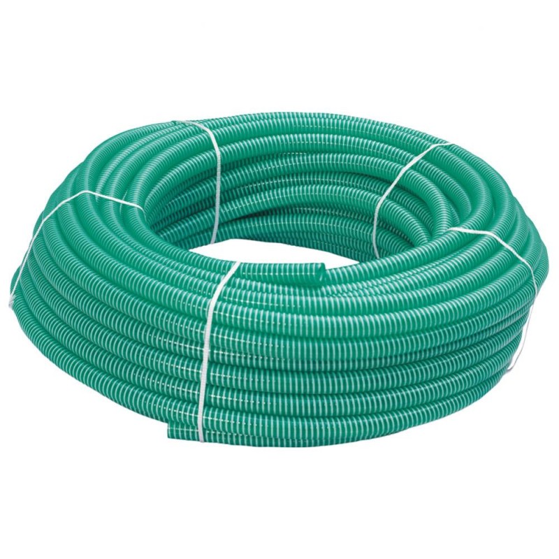 50 Meter PVC-Spiralschlauch in grün-transparent mit weisser Spirale für Saug- und Druckanwendungen