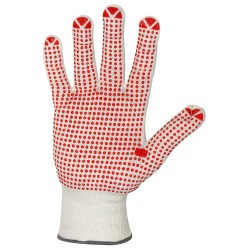 240 Paar NINGBO STRONGHAND® Handschuhe aus Polyamid und Baumwolle mit Vinyl-Noppen, weiss/rot, Kat 2