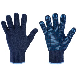 240 Paar RUDONG GOODJOB® Arbeitshandschuhe Baumwolle/Polyester mit Vinyl-Noppen, blau/blau