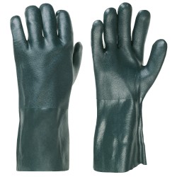 60 Paar HOUSTON Handschuhe aus Baumwoll-Jersey mit Vinyl-Beschichtung, grün, 35 cm, Kategorie 2