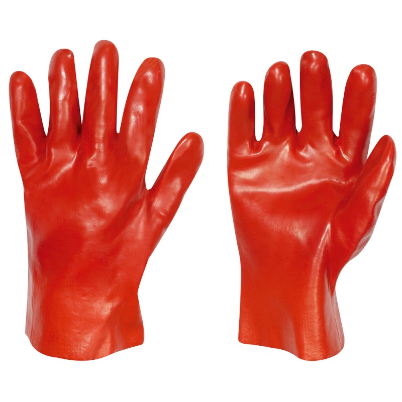 120 Paar Chicago Handschuhe aus Baumwoll-Trikot mit Vinyl-Beschichtung, rot, 27 cm, Kategorie 2