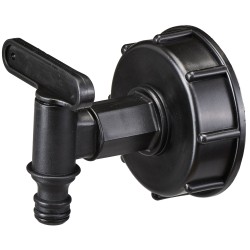 1 Stück Evertec IBC-Adapter S60x6 mit Auslaufhahn und Klicksystem, schwarz