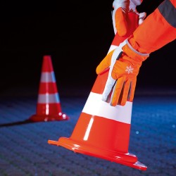 1 Stück PVC-Leitkegel, ca 30 cm hoch, tagesleuchtend, rot mit 1 weissen Streifen