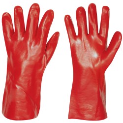 120 Paar DENVER Handschuhe aus Baumwoll-Trikot mit Vinyl-Beschichtung, rot, 35 cm, Kategorie 2