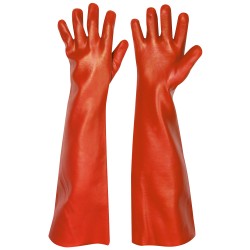 36 Paar Memphis Handschuhe aus Baumwoll-Trikot mit Vinylbeschichtung, rot, 60 cm, Kategorie 2