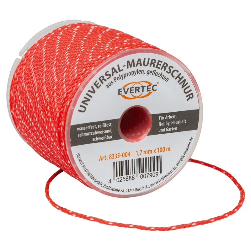 6 Rollen Universal-Maurerschnur 1,7 mm – hochreissfest, 100 Meter, ideal für präzises Messen und Ausrichten