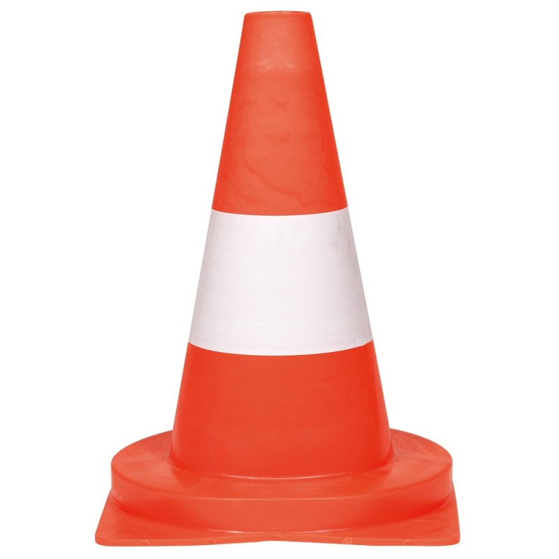 1 Stück PVC-Leitkegel, ca 30 cm hoch, tagesleuchtend, rot mit 1 weißen Streifen