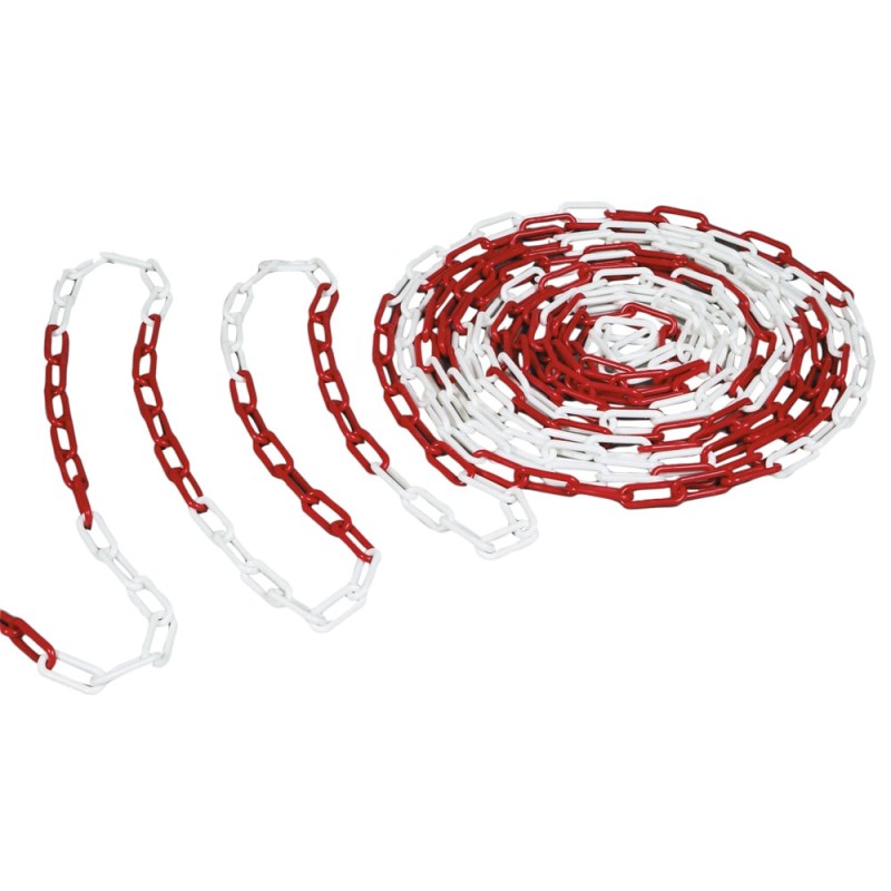 50 Meter Kunststoff-Gliederkette, 6 mm, rot/weiss, ideal für Dekoration und Bastelprojekte