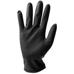 10 Box Stronghand Nitril Handschuhe schwarz puderfrei mit Diamantmuster, EN ISO 374, Kat 3