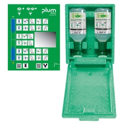 2x500ml Augen-Spülstation mit Wandbox, inklusive Spiegel und Zubehör, optimale Sicherheit für den Arbeitsplatz