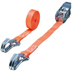 50 Stück TECTOR Ratschengurte, 2-teilig, 25 mm, LC 250/500 daN, orange mit Spitzhaken
