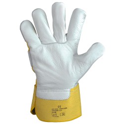 120 Paar Stronghand Radlader Handschuhe aus Rind-Vollleder und Spaltleder, natur/gelb, CAT 2