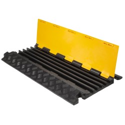 1 Stück Kabelbrücke 5 Kanal mit Deckel aus robustem Kunststoff in schwarz/gelb, 900 mm x 500 mm x 50 mm