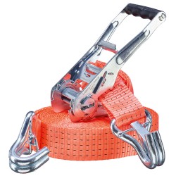 10 Stück TECTOR® Ratschengurte 50 mm mit Spitzhaken und Sicherheitsfeder, orange, LC 2000/4000 daN
