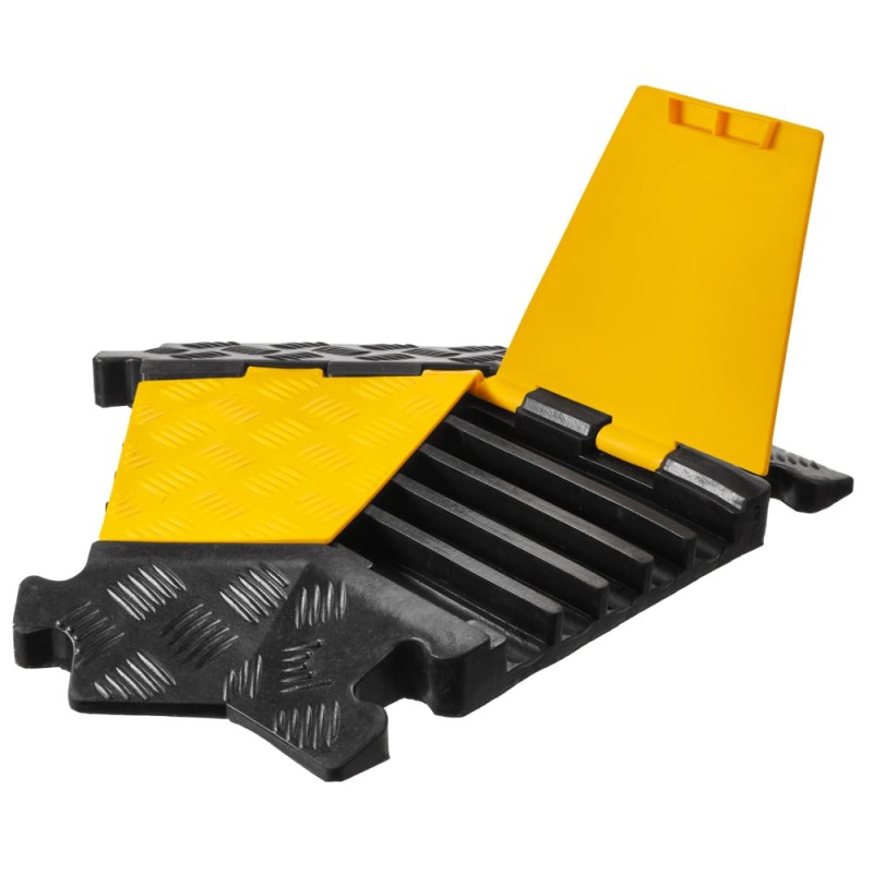 1 Stück ECKE Kabelbrücke 5-Kanal mit Deckel aus PVC schwarz/gelb