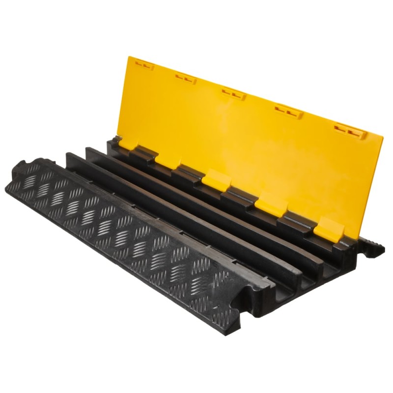 1 Stück Kabelbrücke 3-Kanal mit Deckel aus Kunststoff in Schwarz/Gelb, 900 mm x 500 mm x 70 mm