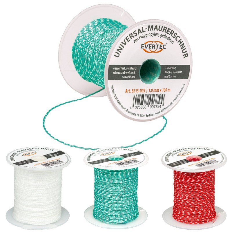 6 Rollen Universal-Maurerschnur 1,0 mm - 100 Meter langlebig, robust und vielseitig einsetzbar