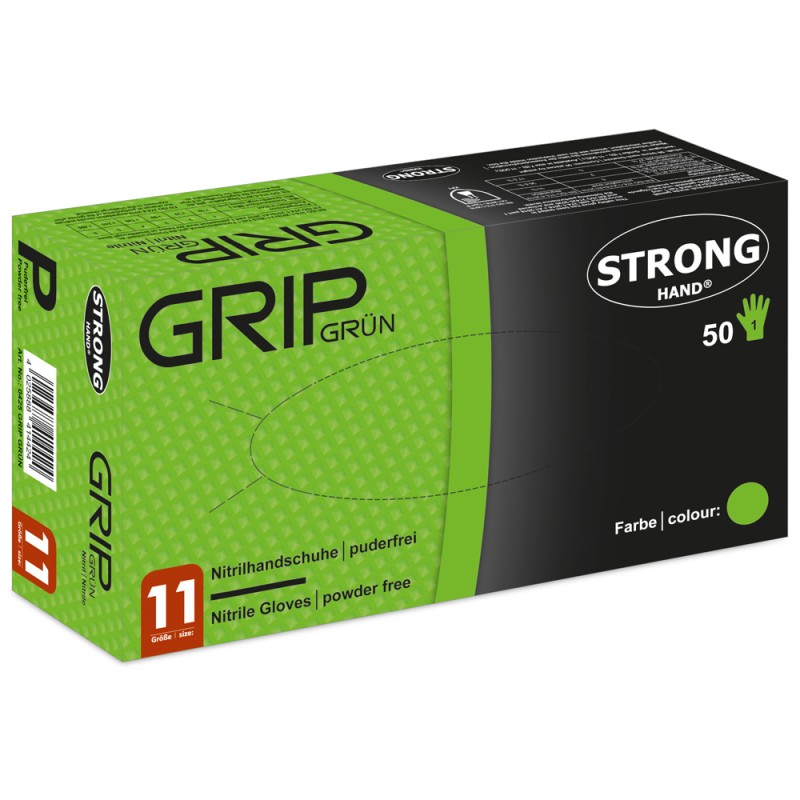 10 Box Stronghand Nitrilhandschuhe puderfrei grün mit Diamantmuster EN ISO 374 Kategorie 3