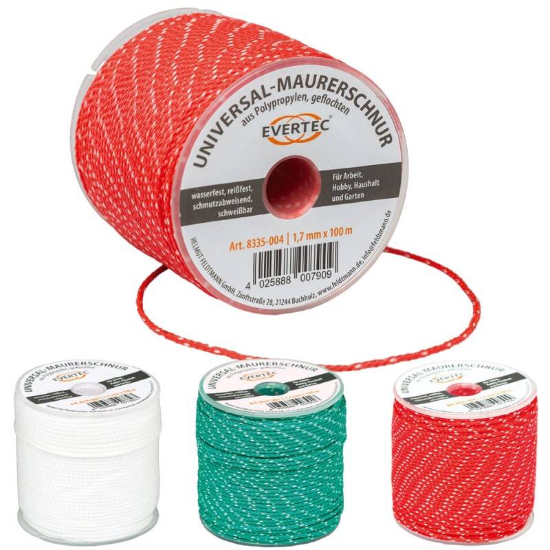6 Rollen Universal-Maurerschnur 1,7 mm – hochreissfest, 100 Meter
