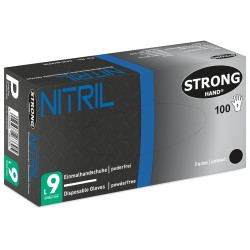 10 Box SHATIN STRONGHAND® Nitril Handschuhe schwarz puderfrei lebensmittelecht Kat I