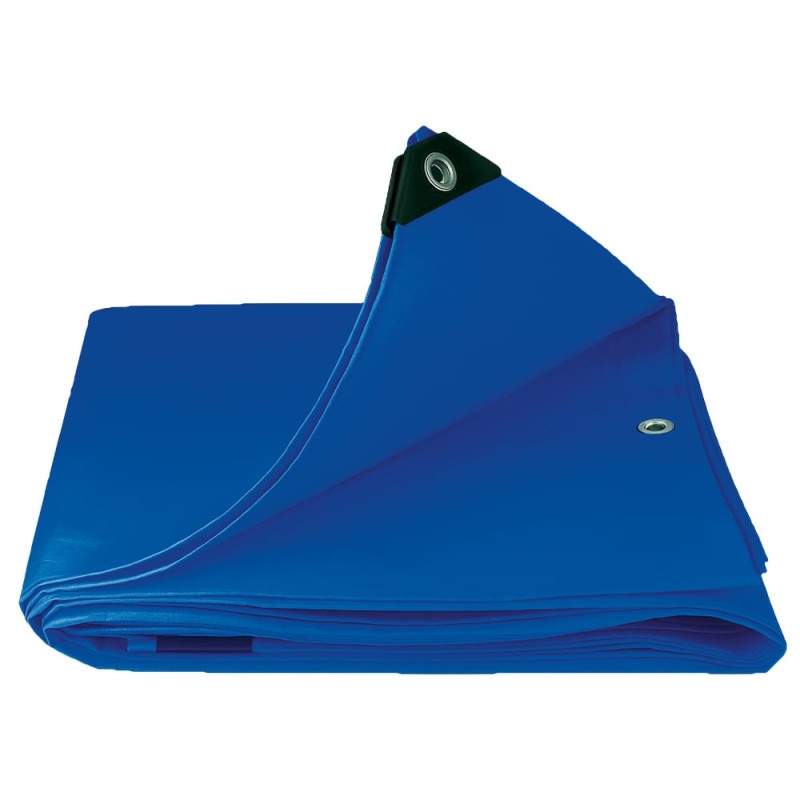1 Stück PE-Gewebeplane 250g/m² mit Aluminiumösen in Blau