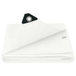 1 Stück PE-Gewebeplane 250 g/m² mit Aluminiumösen, wetterfest, weiss, vielseitig einsetzbar für Schutz und Abdeckung