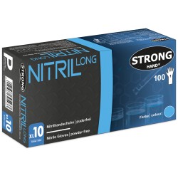 10 Box LANTAU STRONGHAND® Nitrilhandschuhe, blau, lang, puderfrei, EN ISO 374, Kat 3