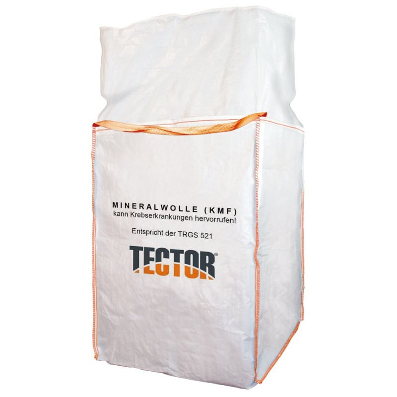 120 Stück TECTOR® BIGBAG Mineralwolle mit 2 Hebeschlaufen, beschichtet, 90 x 90 x 120 cm