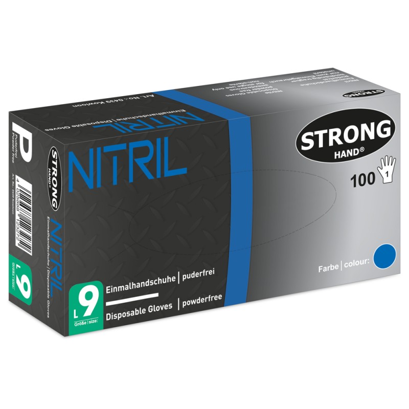 10 Box KOWLOON STRONGHAND® Nitrilhandschuhe, blau, puderfrei, lebensmittelecht, Kategorie I