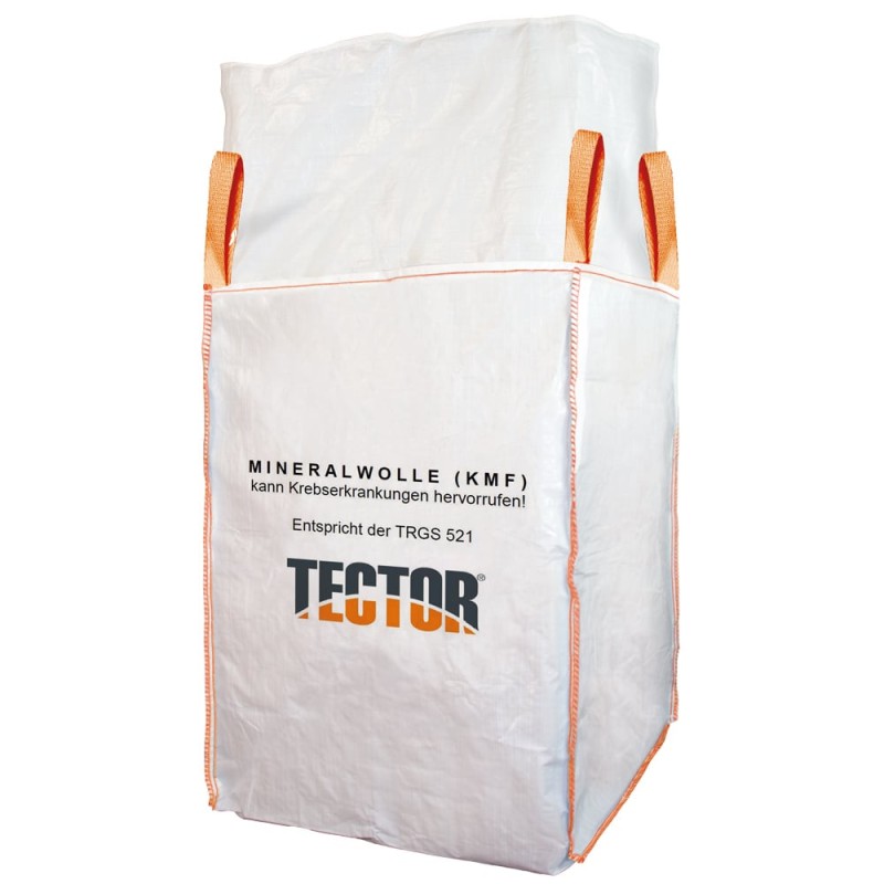 90 Stück TECTOR BIGBAG Mineralwolle mit 4 Hebeschlaufen, beschichtet, 125 x 125 x 150 cm
