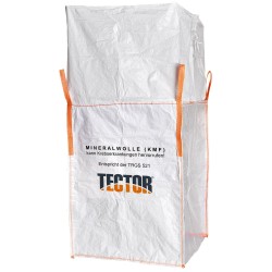 150 Stück TECTOR BIGBAG Mineralwolle mit 4 Hebeschlaufen, beschichtet, transparentes Gewebe, 90 x 90 x 120 cm