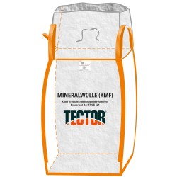 150 Stück TECTOR BIGBAG Mineralwolle mit 4 Hebeschlaufen, beschichtet, transparentes Gewebe, 90 x 90 x 120 cm