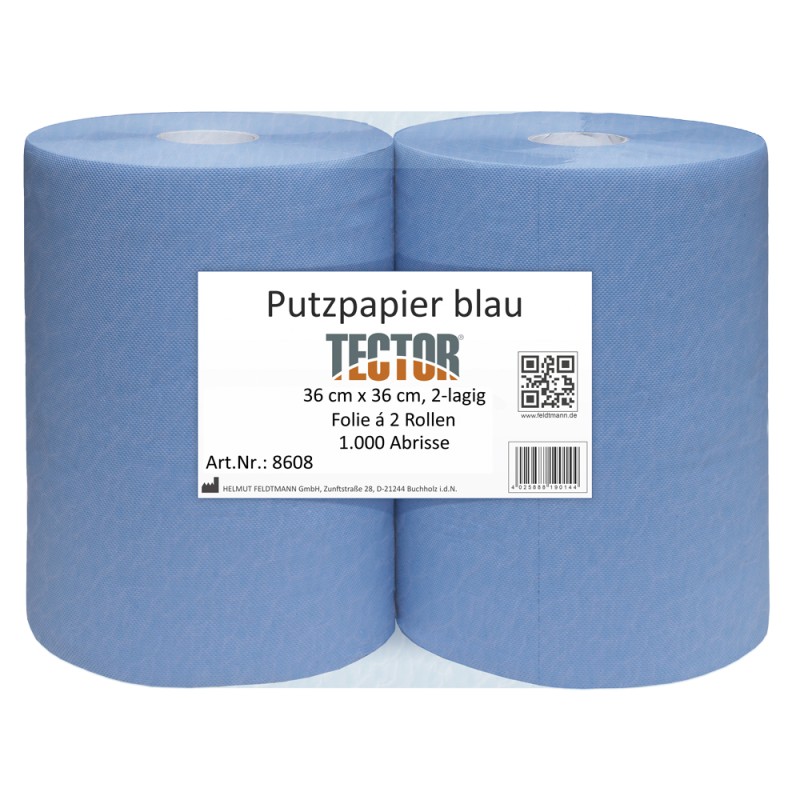 1 Pack Putzpapier 2-lagig 38x36 cm blau, 1000 Blatt, ideal für gründliche Reinigung und vielseitige Anwendungen